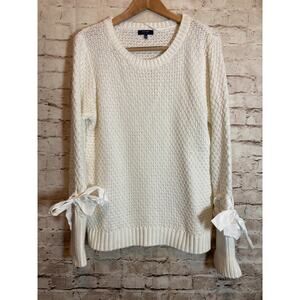 KAARI Fisherman Sweater Womens XL Cream Knit Pullover Coquette Feminine Cotton
